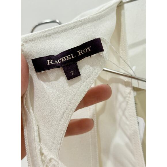 Rachel Roy Sleeveless Eyelet Insert Fit & Flare Mini Dress White Women's Size 2 - Picture 4 of 5